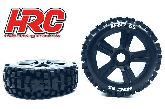 Reifen - 1/8 Buggy - montiert - Schwarze Felgen - 17mm Hex - Bulldog 6S (2 Stk.)