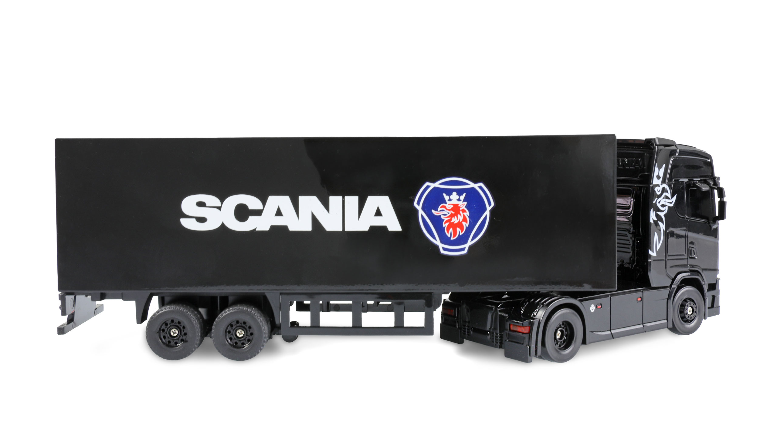 Mini-Scania 730 S mit Kofferauflieger proportional 4WD 1:64 RTR schwarz