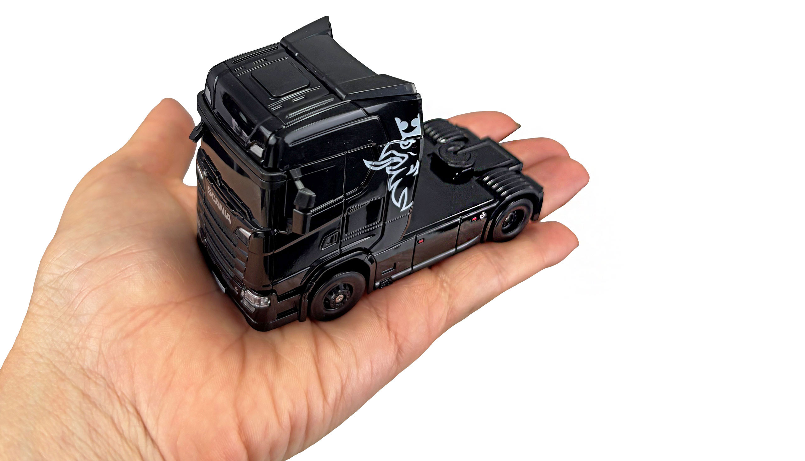 Mini-Scania 730 S mit Kofferauflieger proportional 4WD 1:64 RTR schwarz