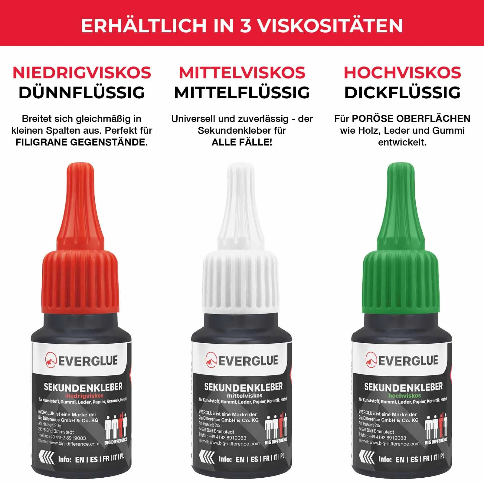 Everglue Sekundenkleber Cyanacrylat mittelviskos 20g Dosierflasche (mittelflüssig)