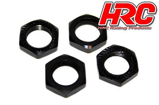 Radmutter 1/8 - 17mm x 1.0 - serrated geflanscht - Schwarz (4 Stk.)