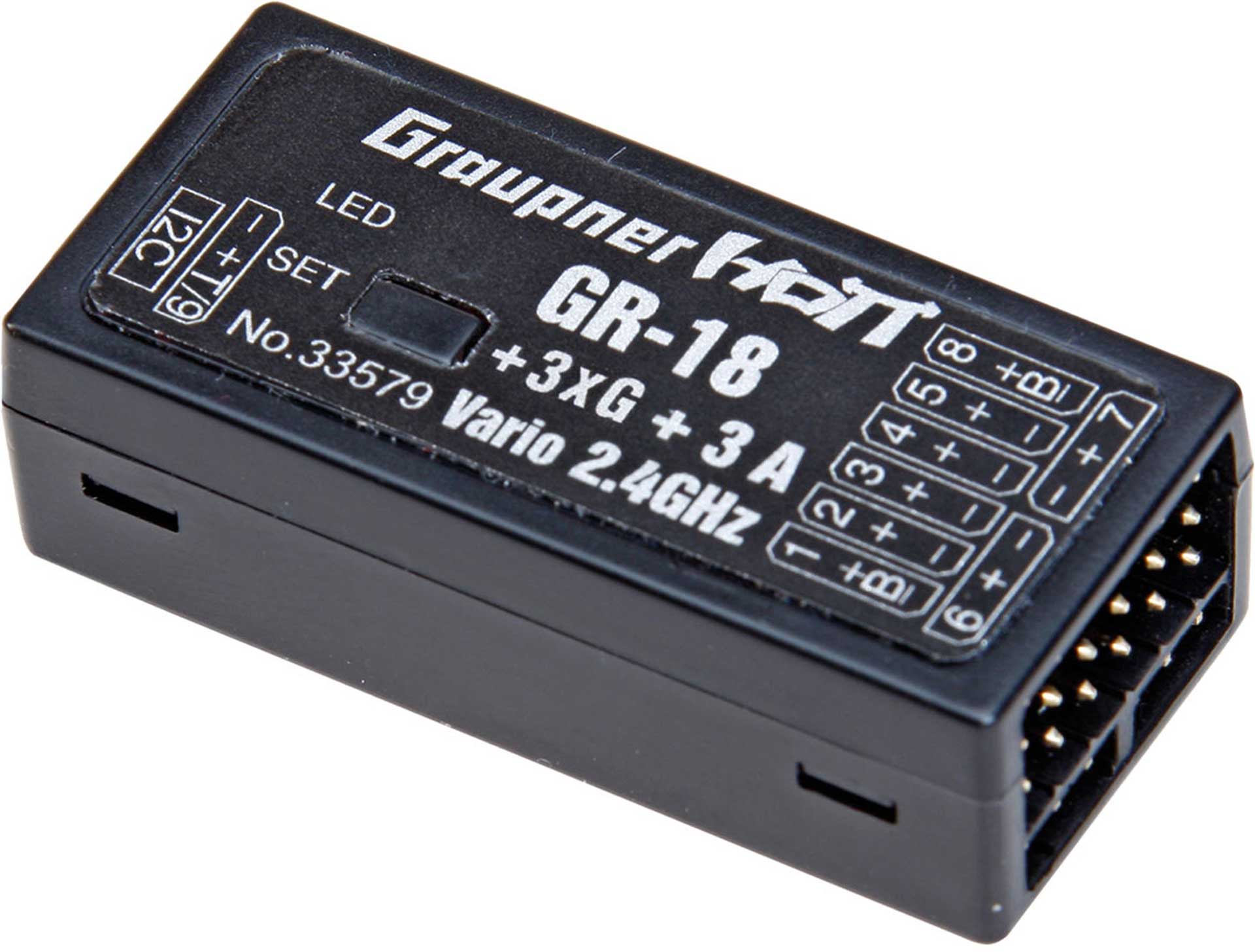 Graupner GR-18 +3xG +3A +Vario HoTT Empfänger (9-Kanal) 33579